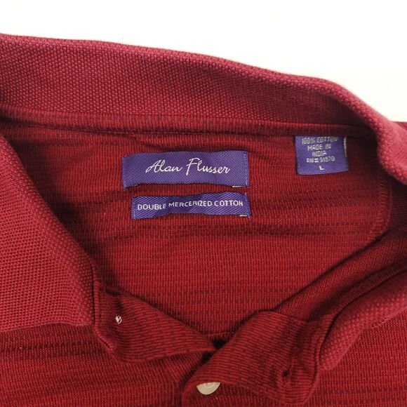 Alan Flusser Casual Short Sleeve Collared Polo Shirt Adult Mens Size Large L Red - Picture 3 of 11